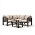 Salon de jardin d'angle 5 places avec table basse gris anthracite et beige en bois d'acacia massif 240 x 240 cm