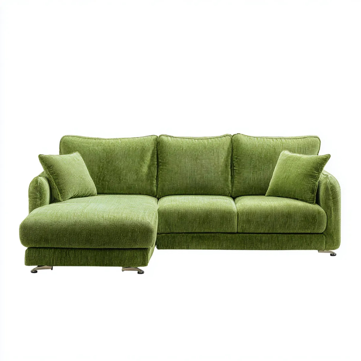 Canapé d’angle gauche 3 places vert en velours côtelé polyester 230 x 150 x 85 cm