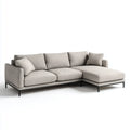 Canapé d’angle 3 places gris clair avec méridienne droite 270 x 170 x 85 cm en polyester et acier