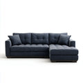 Canapé d’angle droit 3 places bleu nuit 260 x 160 cm en polyester forme L