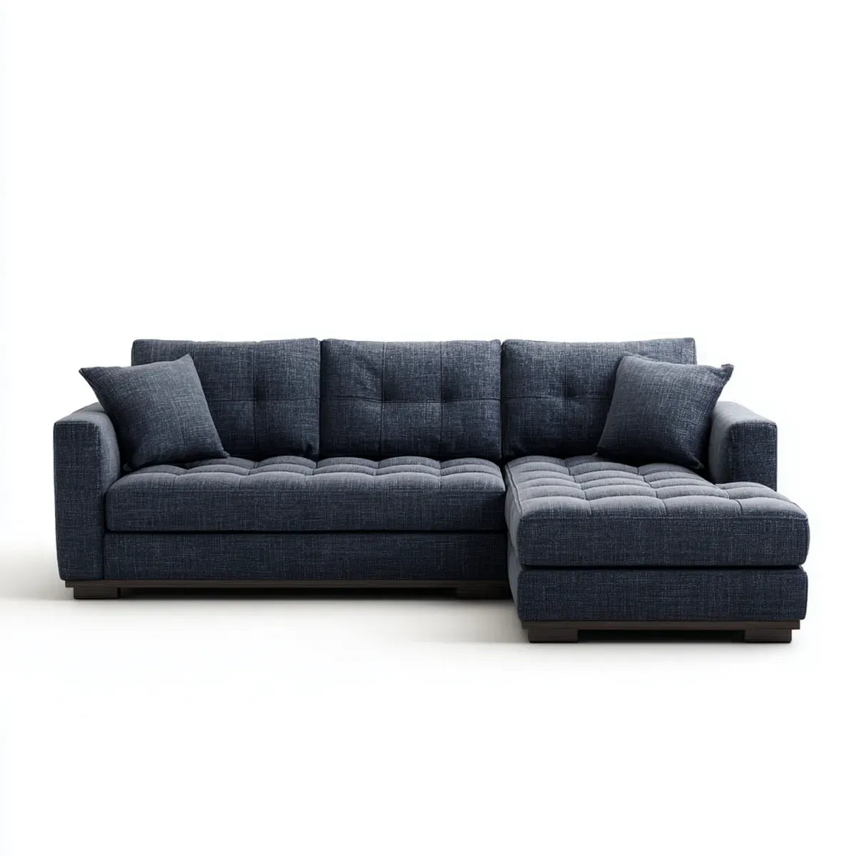 Canapé d’angle droit 3 places bleu nuit 260 x 160 cm en polyester forme L