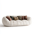 Canapé 3 places crème en velours côtelé polyester forme arrondie 230 x 105 x 78 cm