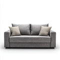 Canapé 2 places gris en polyester avec coussins rectangulaire 160 x 90 x 85 cm