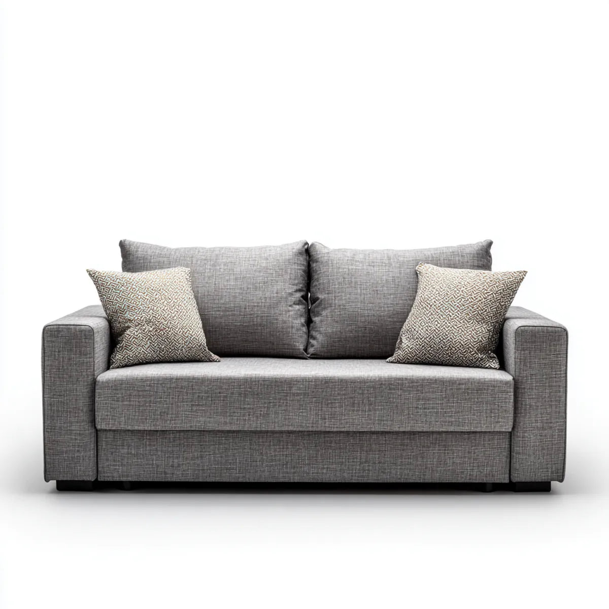 Canapé 2 places gris en polyester avec coussins rectangulaire 160 x 90 x 85 cm
