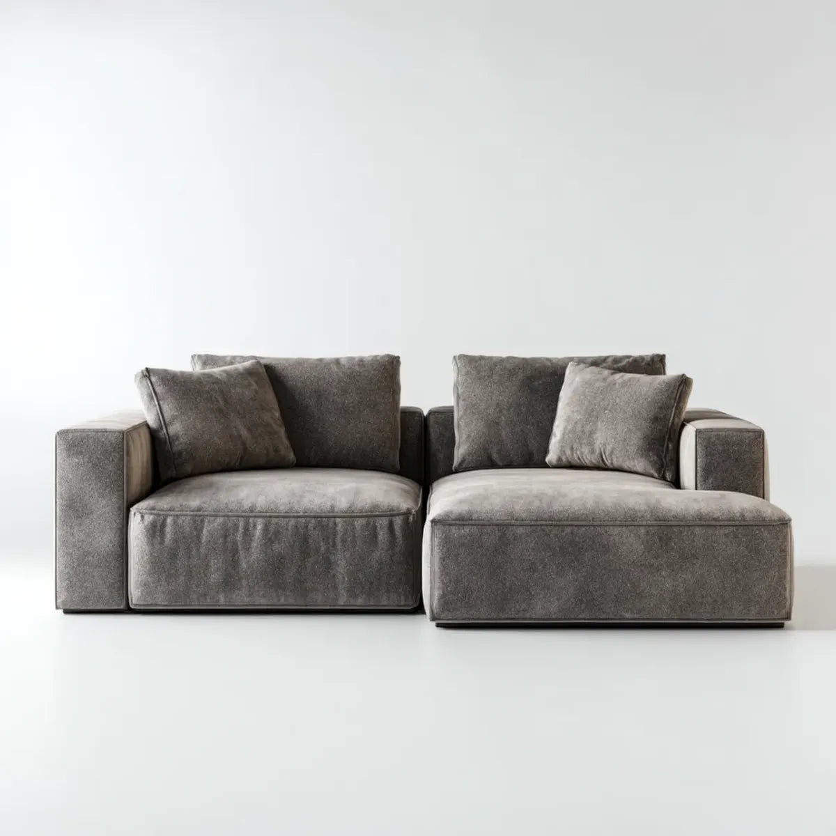 Canapé 2 places gris en polyester effet velours forme droite 220 x 105 x 80 cm